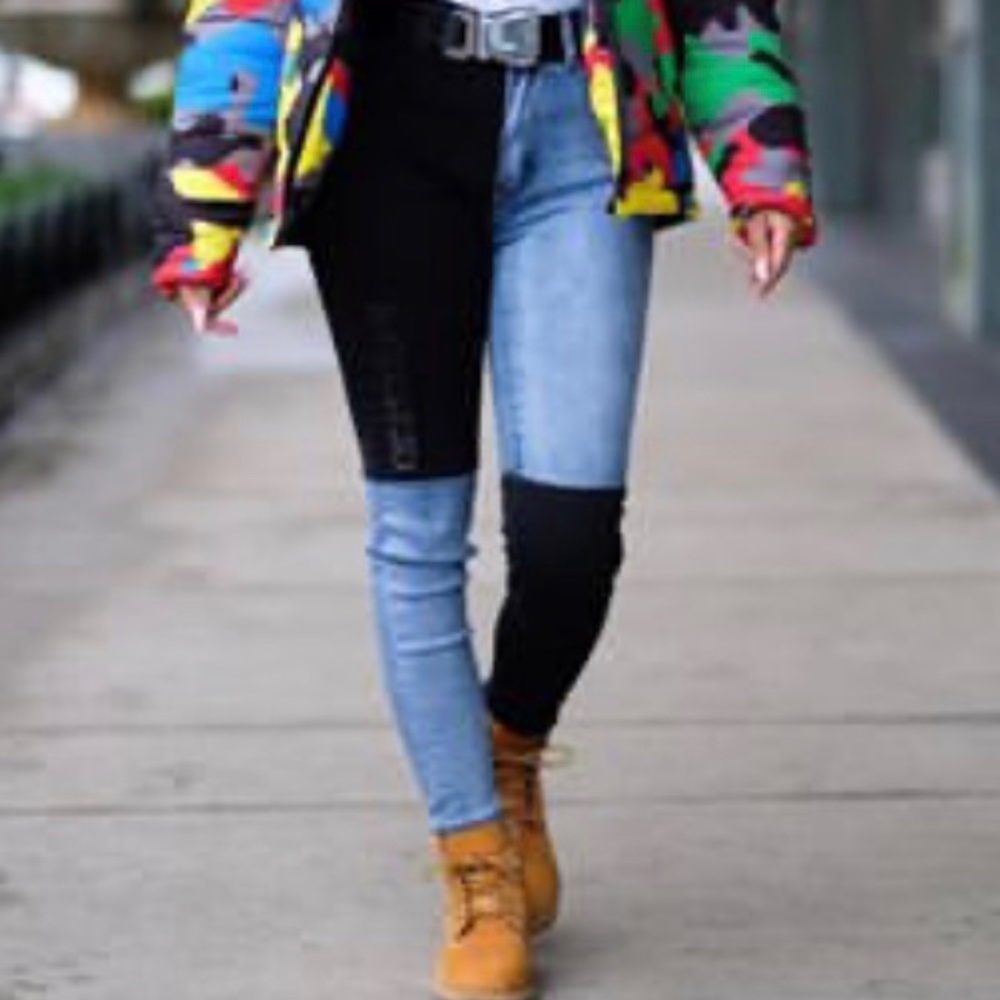 Filthywealth Jeans Half Black And Half Denim Gem